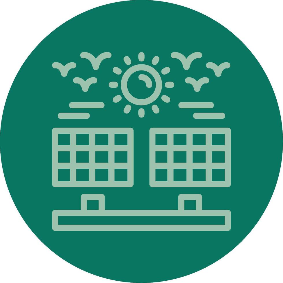 Solar farm Line Multi color Icon vector