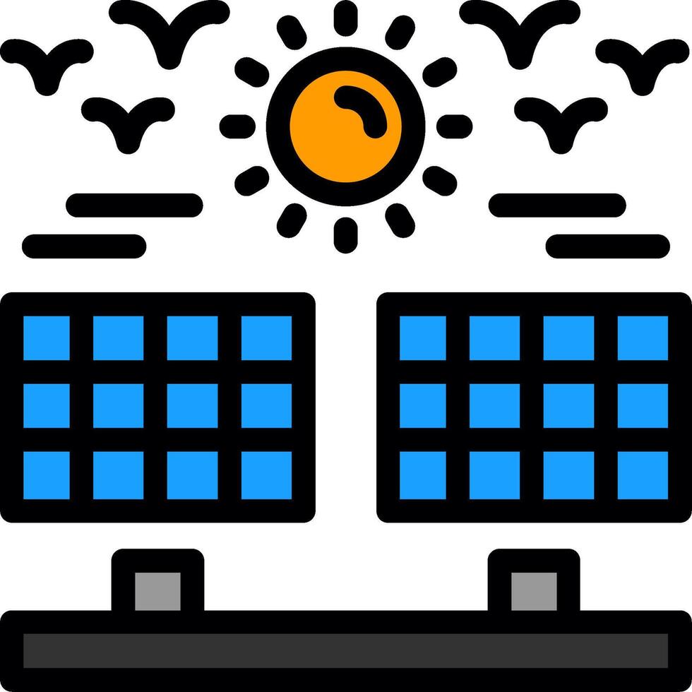 Solar farm Line Filled Icon vector