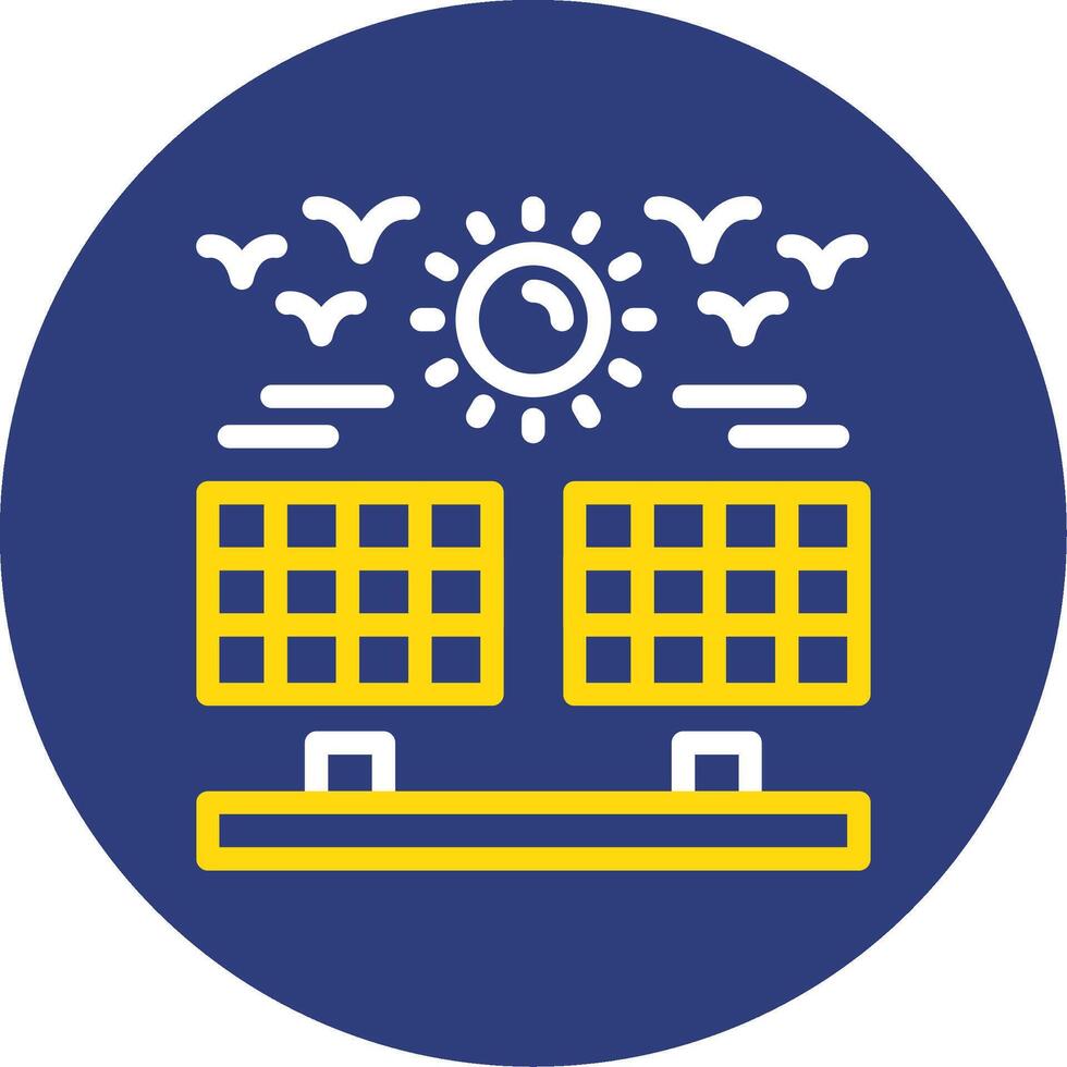 Solar farm Dual Line Circle Icon vector