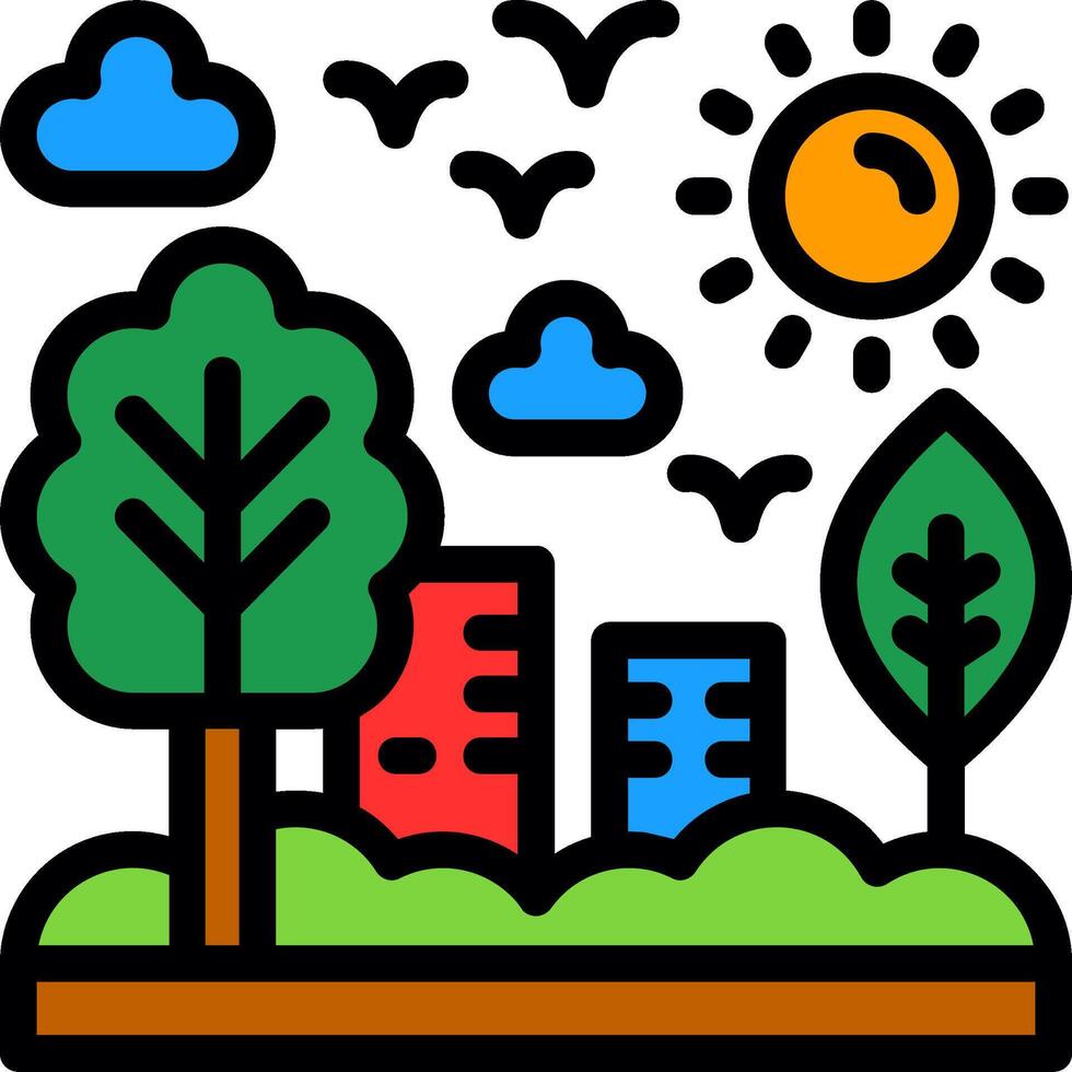 Green infrastructure planning Line Filled Icon vector