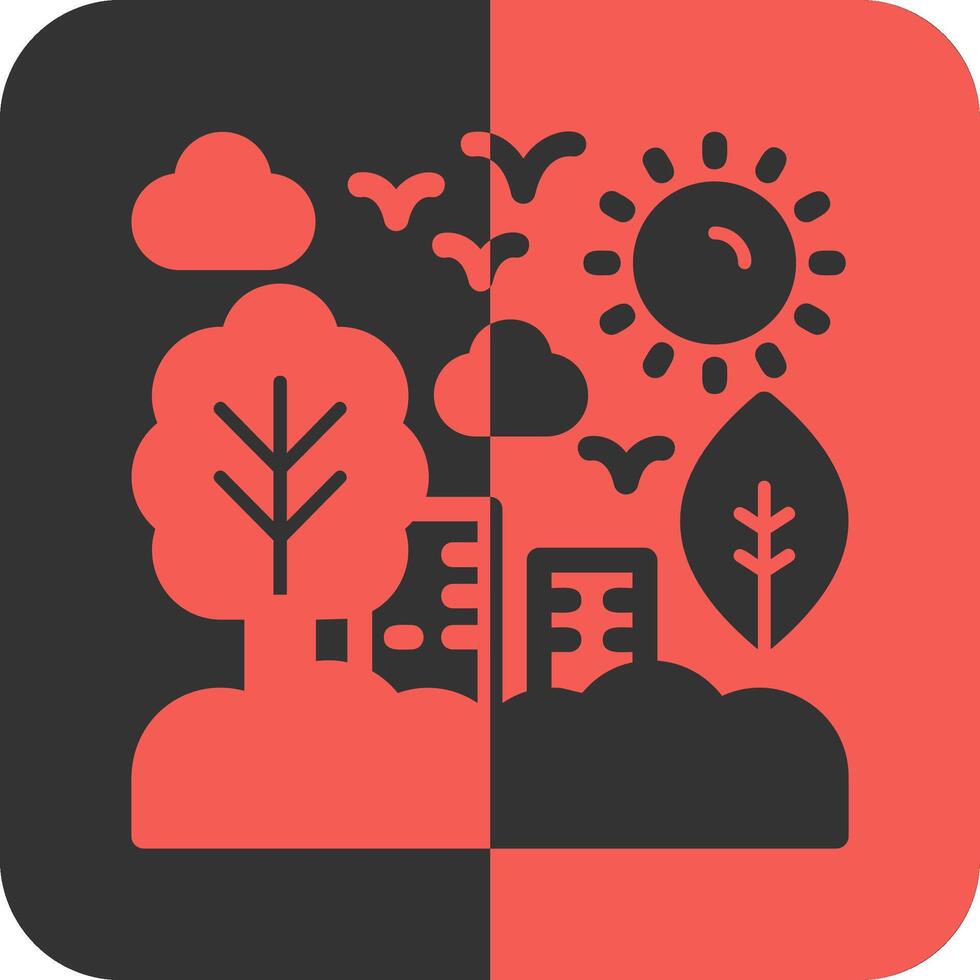 Green infrastructure planning Red Inverse Icon vector