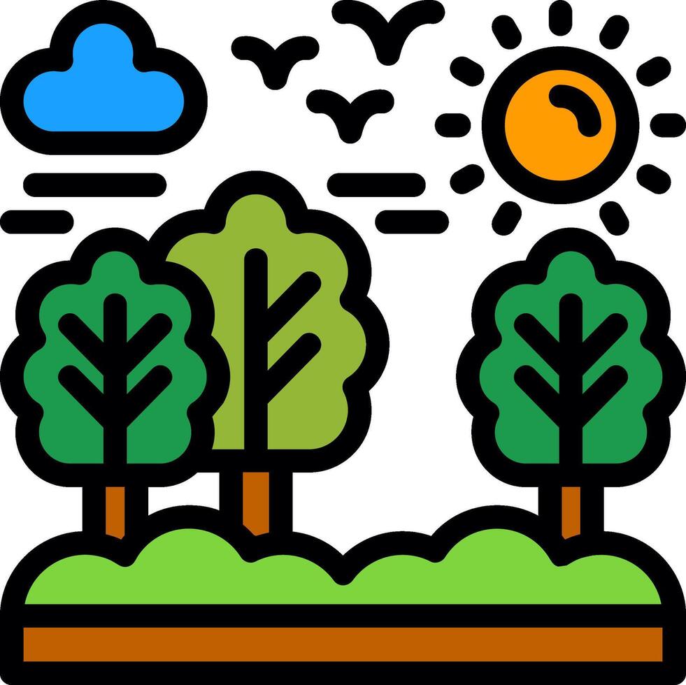 bosque preservación línea lleno icono vector