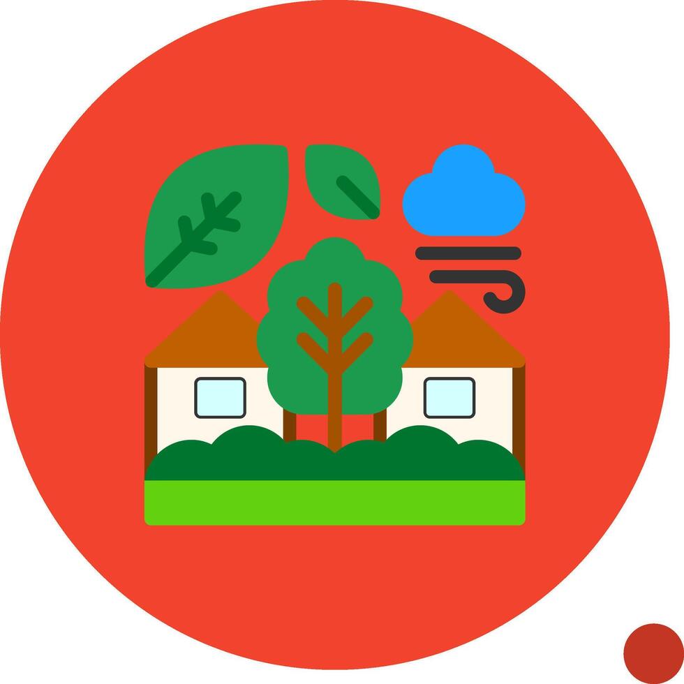 Eco-village Flat Shadow Icon vector