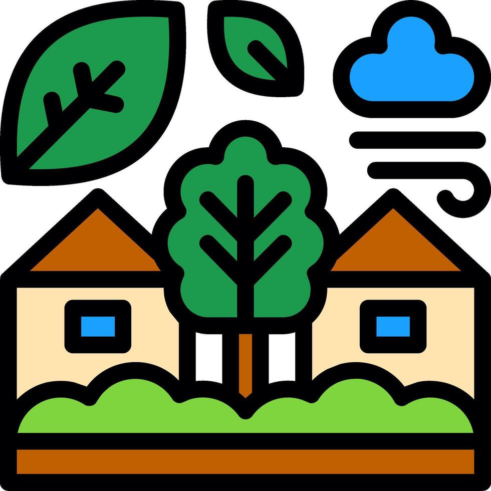 Eco-village Line Filled Icon vector