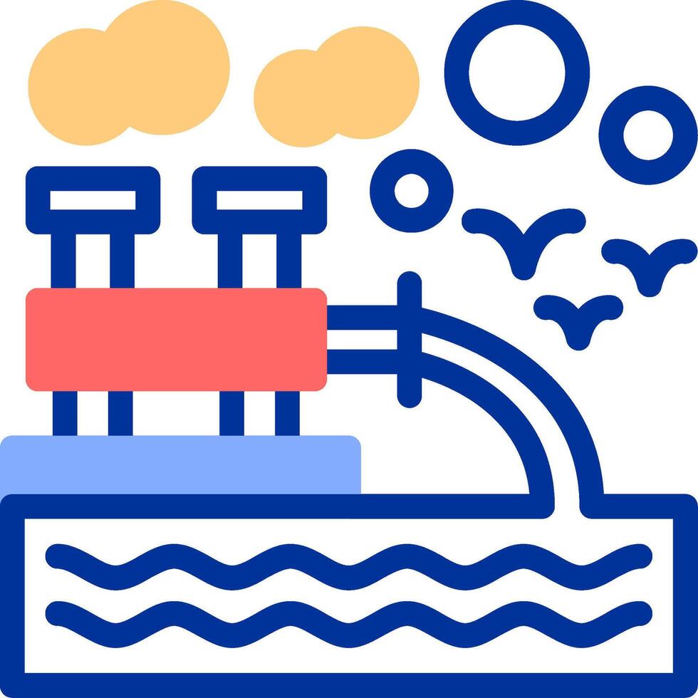 Water pollution Color Filled Icon vector