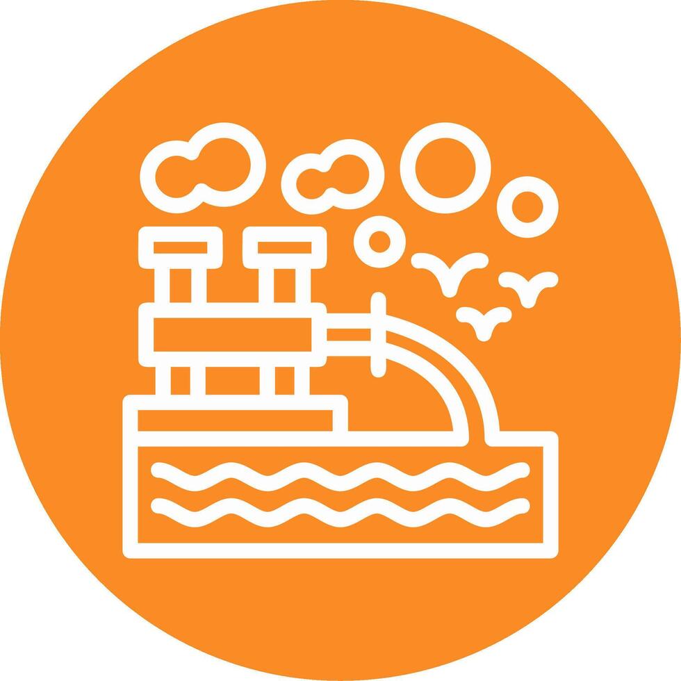 Water pollution Outline Circle Icon vector