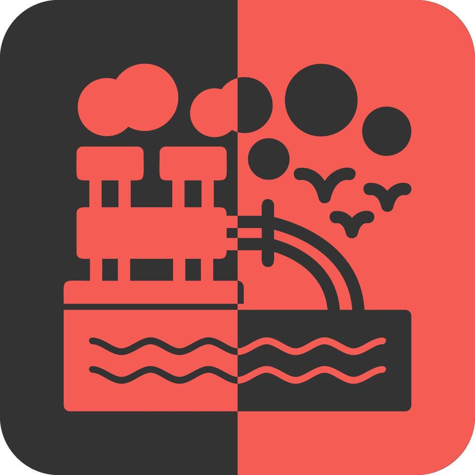 Water pollution Red Inverse Icon vector