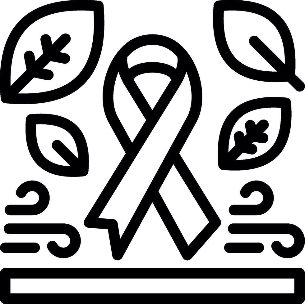 Green awareness ribbon Line Icon vector