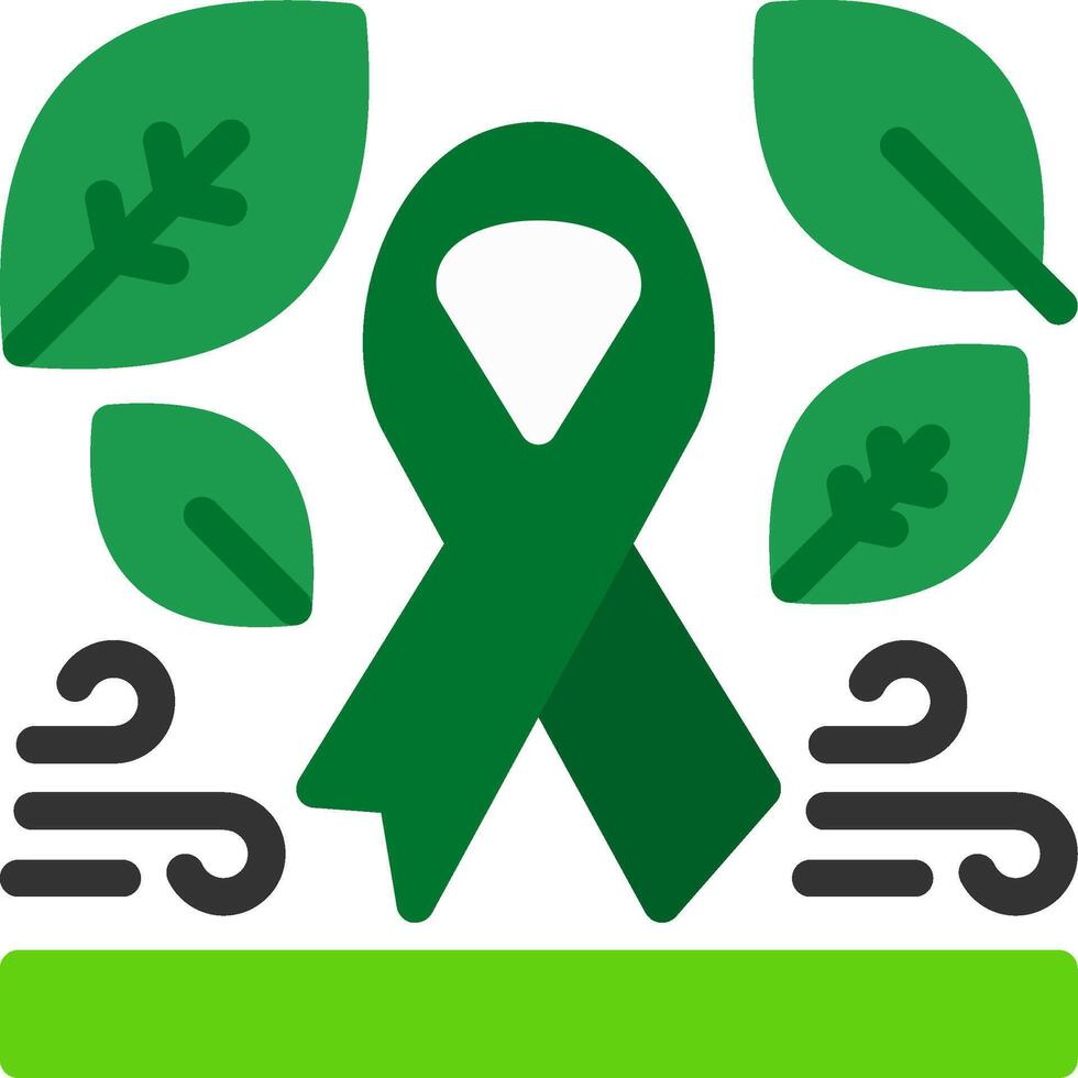 Green awareness ribbon Flat Icon vector