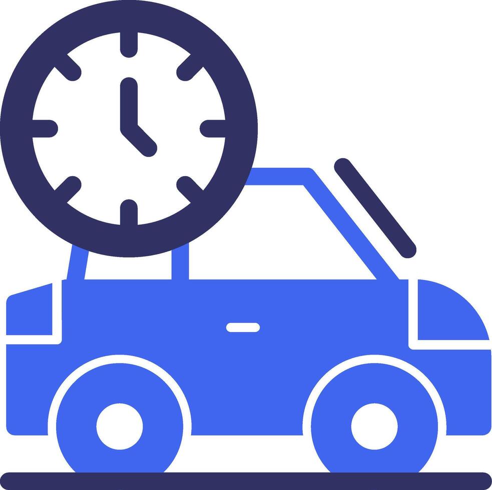 Car with clock Solid Two Color Icon vector