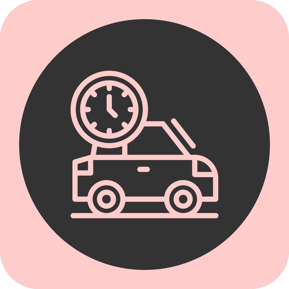 coche con reloj lineal redondo icono vector