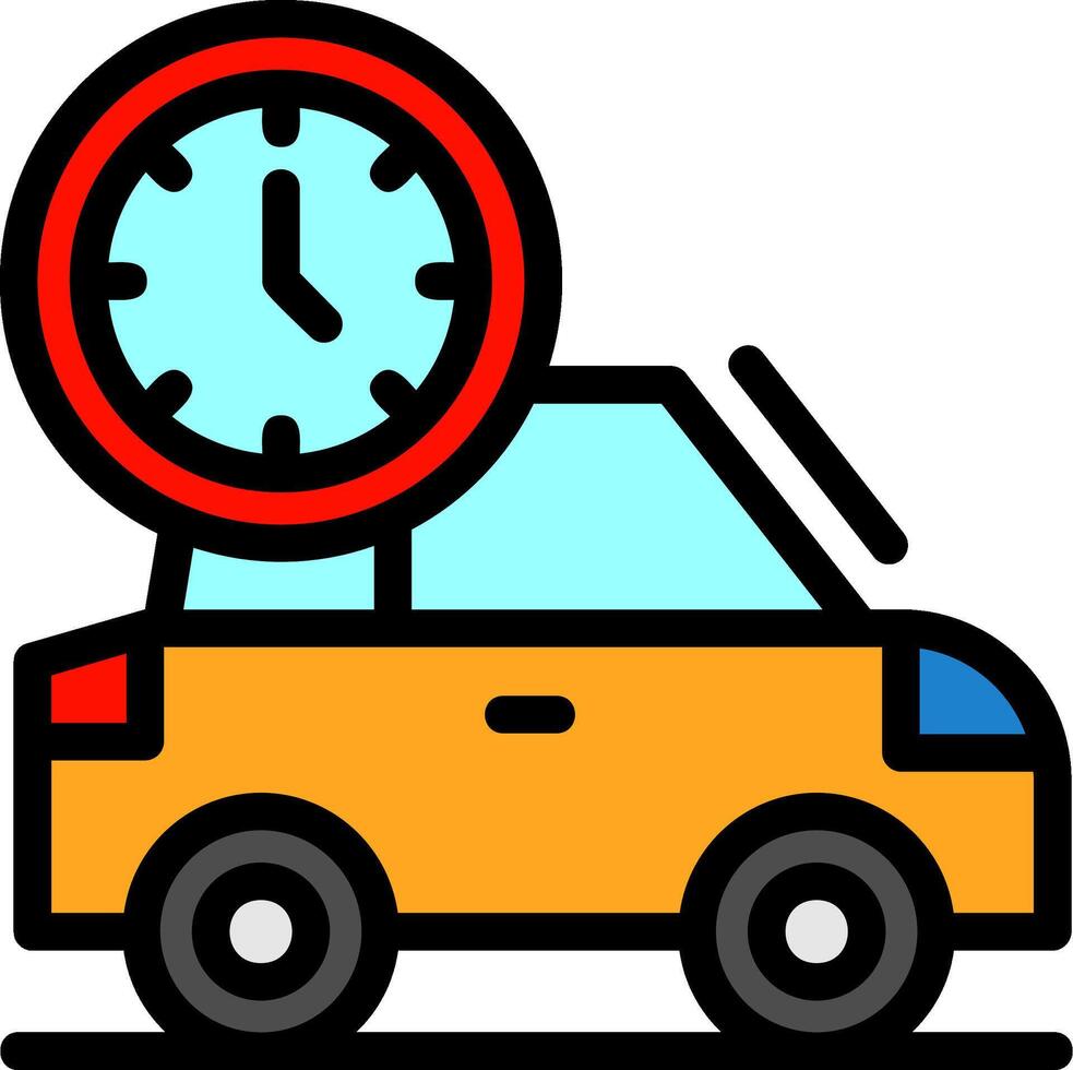 Car with clock Line Filled Icon vector