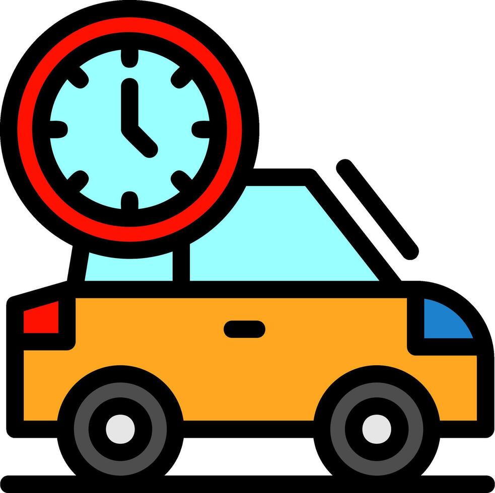 Car with clock Line Filled Icon vector