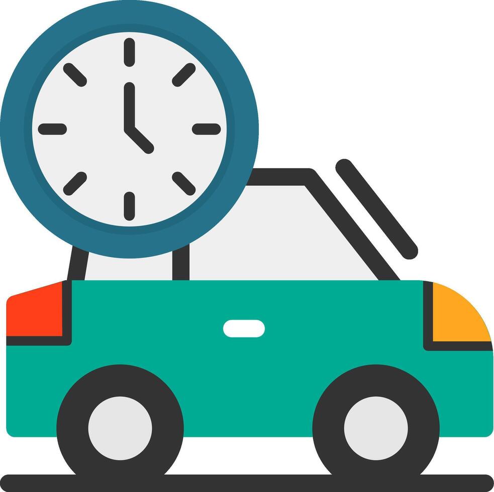 Car with clock Flat Icon vector