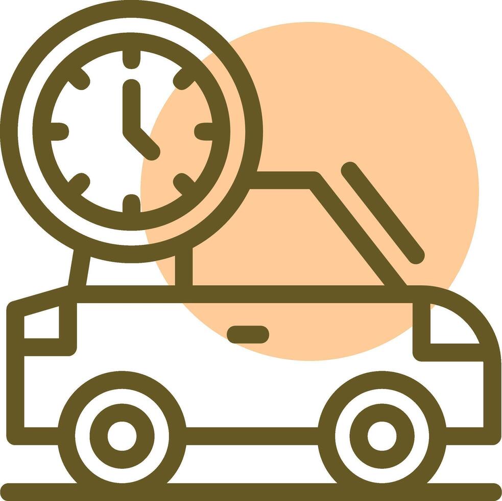 coche con reloj lineal circulo icono vector