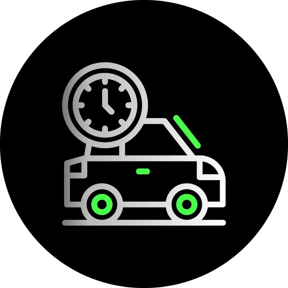 coche con reloj doble degradado circulo icono vector