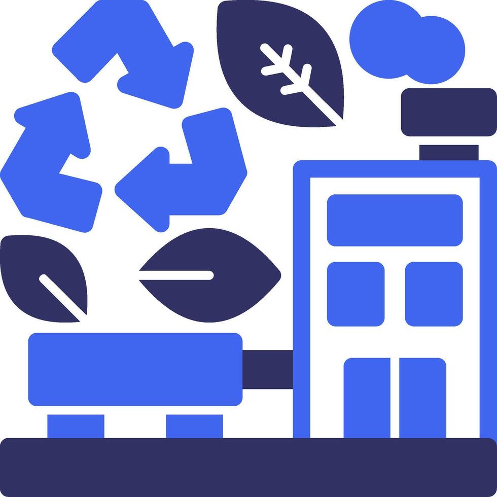 Green recycling center Solid Two Color Icon vector