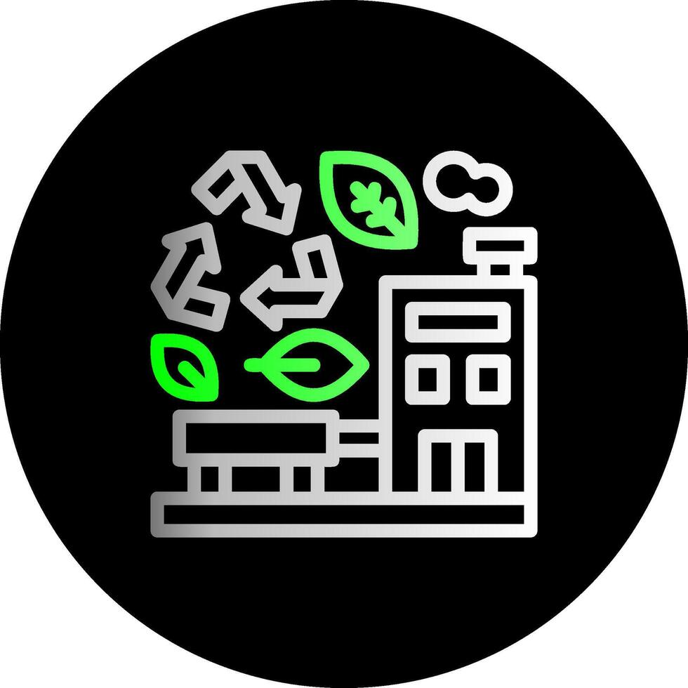verde reciclaje centrar doble degradado circulo icono vector