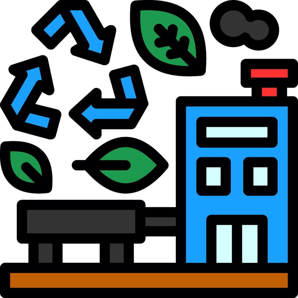 Green recycling center Line Filled Icon vector