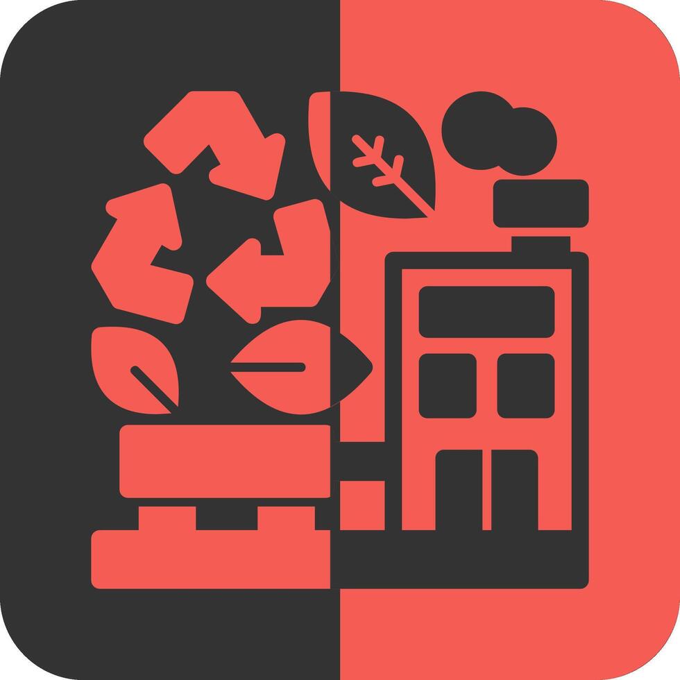Green recycling center Red Inverse Icon vector
