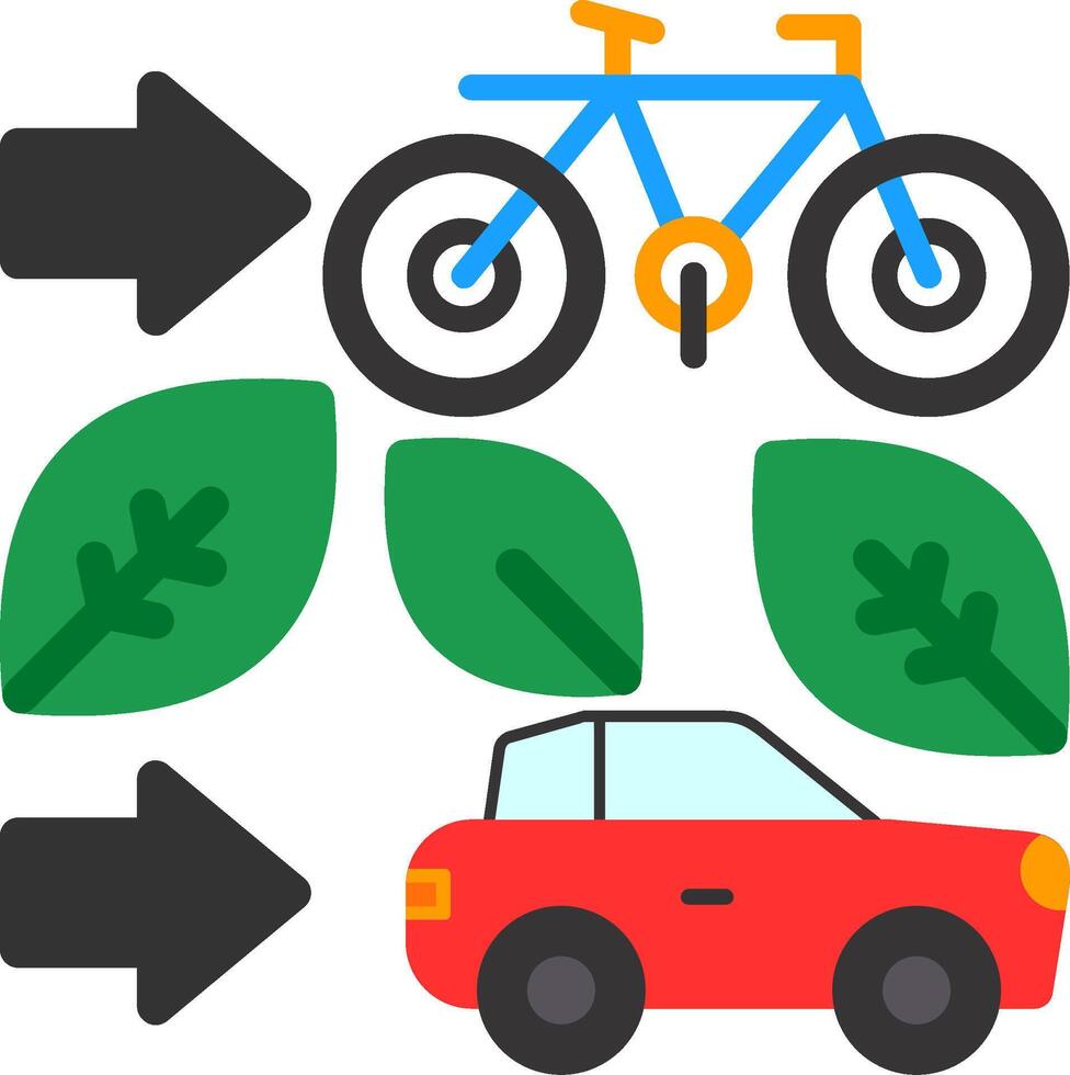 Green transportation options Flat Icon vector
