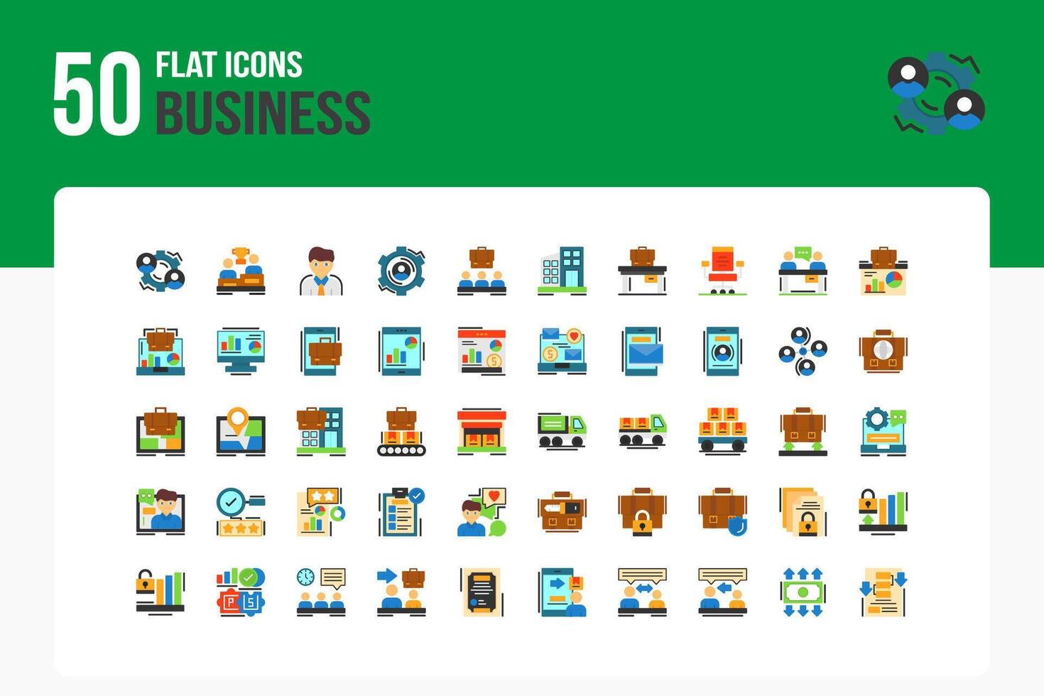 50 Business Flat Icon Sheet vector