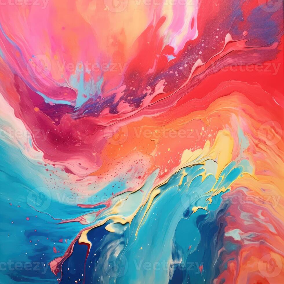 AI generated abstract alcohol ink liquid paint colorful art, ai photo