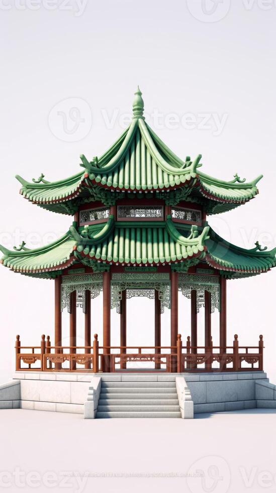 AI generated chinese style jade green gazebo pagoda, ai photo