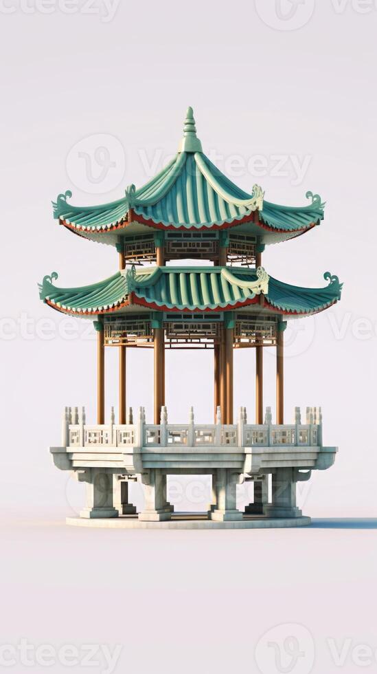 AI generated chinese style jade green gazebo pagoda, ai photo