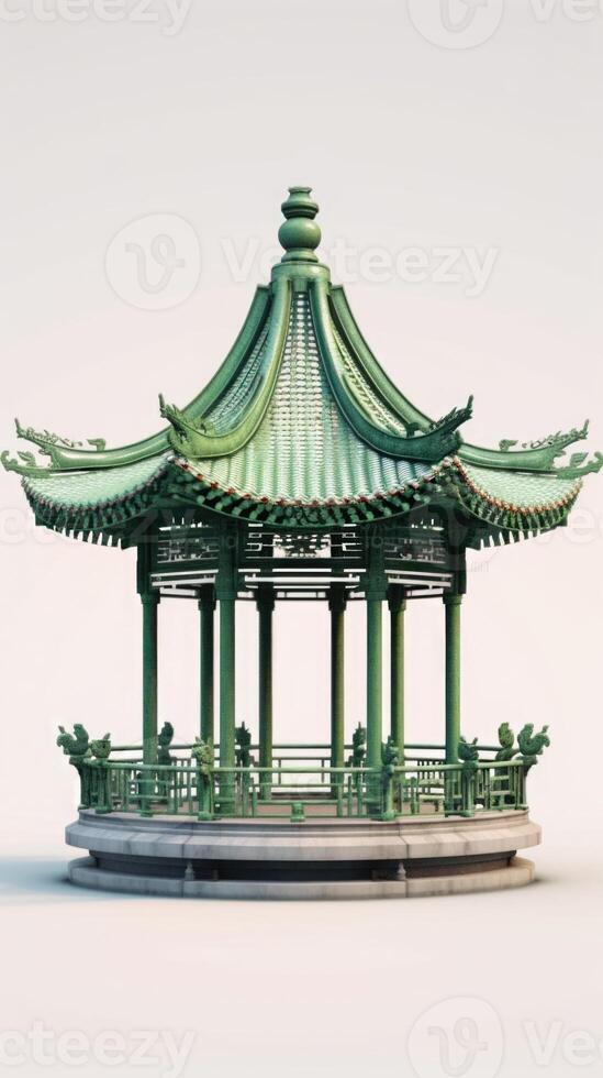 AI generated chinese style jade green gazebo pagoda, ai photo