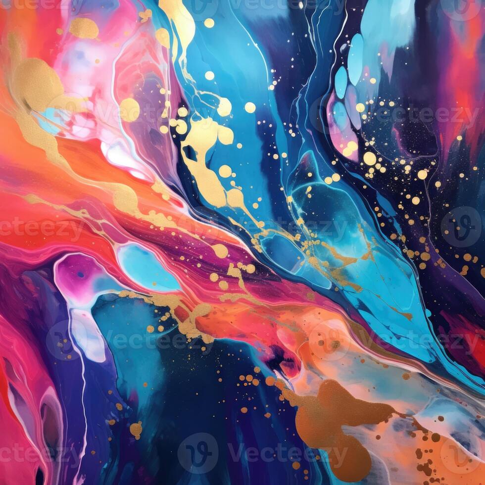 AI generated abstract alcohol ink liquid paint colorful art, ai photo
