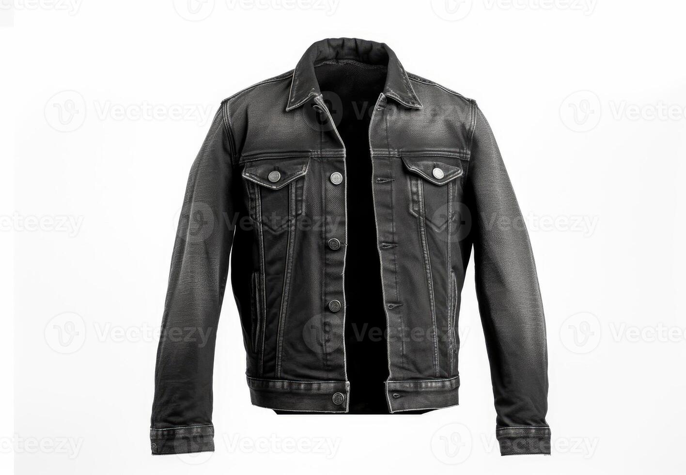 Black leather jacket isolated on a white background. 3d rendering. photo