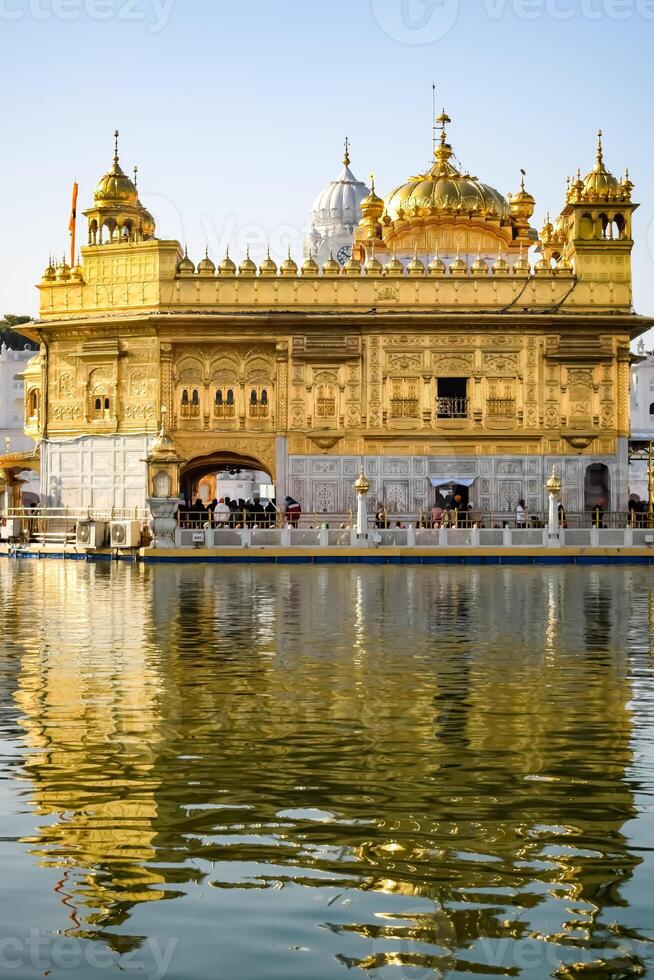 Beautiful view of Golden Temple - Harmandir Sahib in Amritsar, Punjab, India, Famous indian sikh landmark, Golden Temple, the main sanctuary of Sikhs in Amritsar, India photo