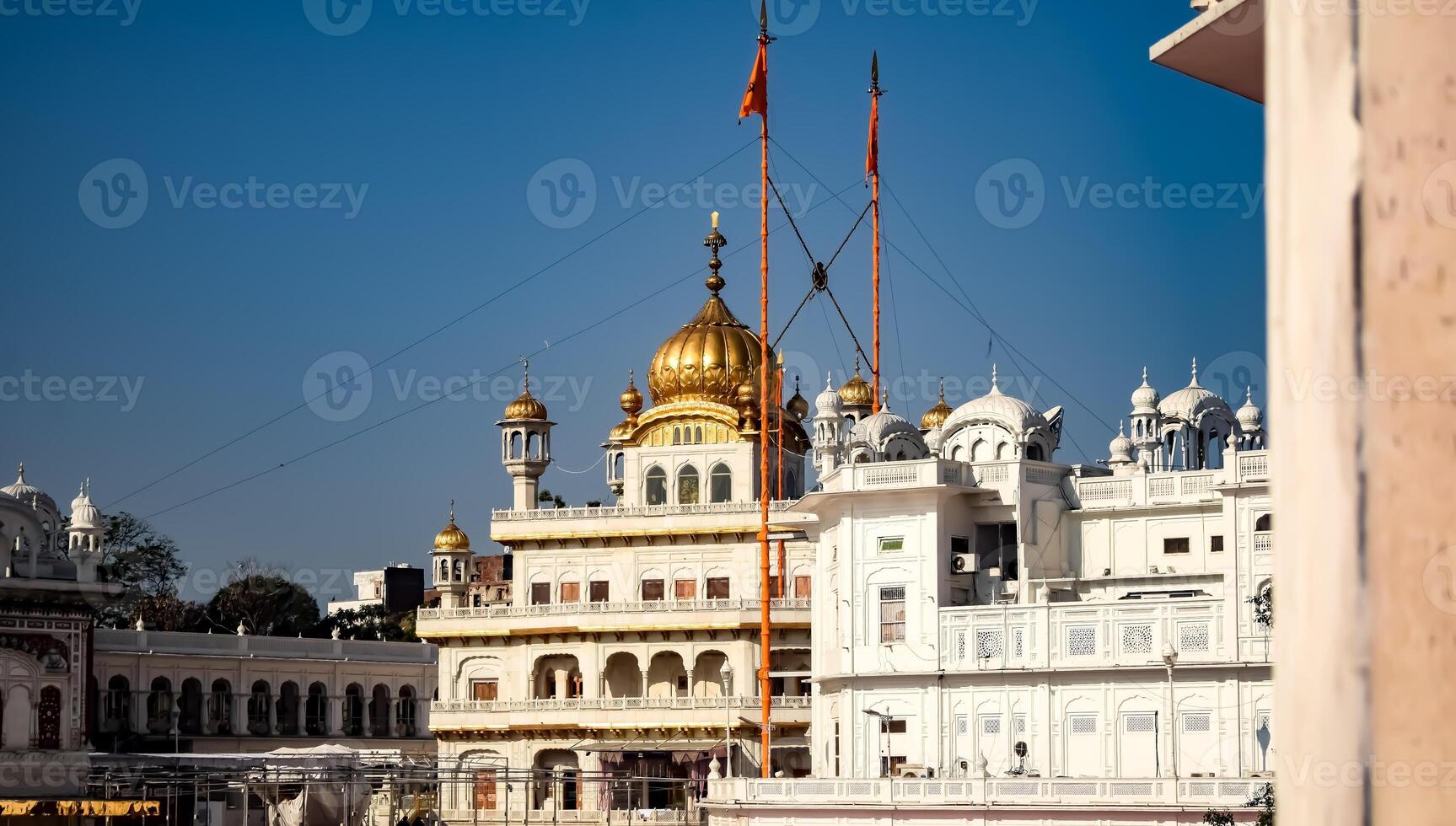 View of details of architecture inside Golden Temple - Harmandir Sahib in Amritsar, Punjab, India, Famous indian sikh landmark, Golden Temple, the main sanctuary of Sikhs in Amritsar, India photo