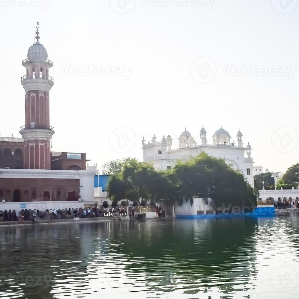 View of details of architecture inside Golden Temple - Harmandir Sahib in Amritsar, Punjab, India, Famous indian sikh landmark, Golden Temple, the main sanctuary of Sikhs in Amritsar, India photo