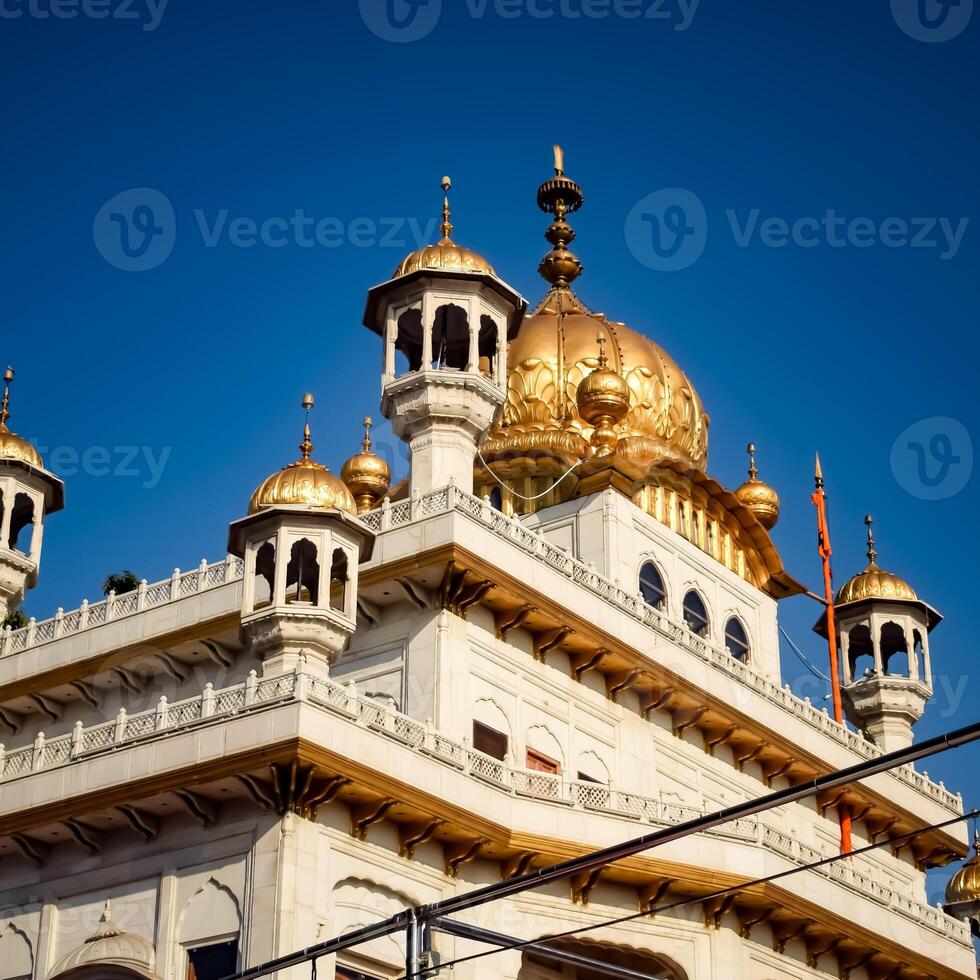 View of details of architecture inside Golden Temple - Harmandir Sahib in Amritsar, Punjab, India, Famous indian sikh landmark, Golden Temple, the main sanctuary of Sikhs in Amritsar, India photo