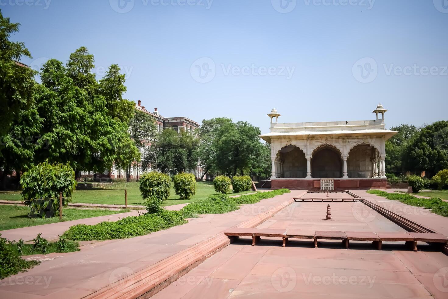 Architectural details of Lal Qila - Red Fort situated in Old Delhi, India, View inside Delhi Red Fort the famous Indian landmarks photo
