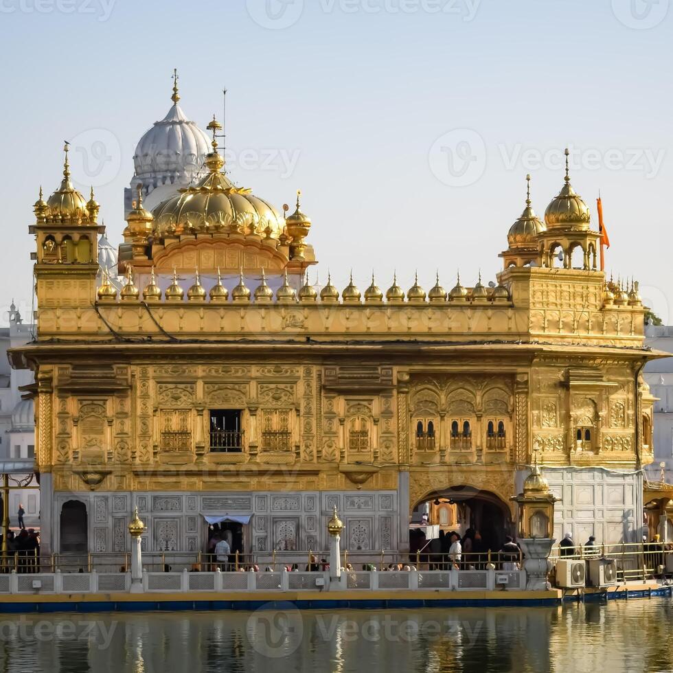 Beautiful view of Golden Temple - Harmandir Sahib in Amritsar, Punjab, India, Famous indian sikh landmark, Golden Temple, the main sanctuary of Sikhs in Amritsar, India photo