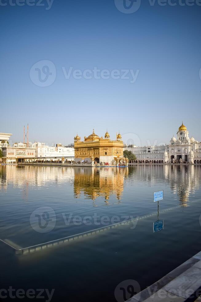 Beautiful view of Golden Temple - Harmandir Sahib in Amritsar, Punjab, India, Famous indian sikh landmark, Golden Temple, the main sanctuary of Sikhs in Amritsar, India photo