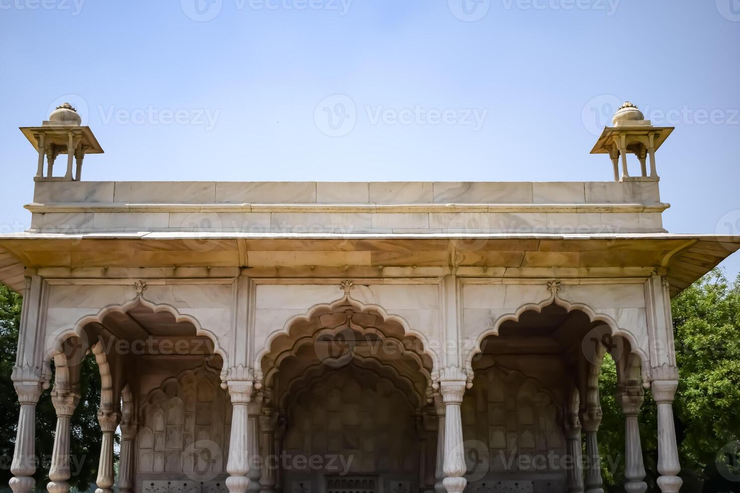 Architectural details of Lal Qila - Red Fort situated in Old Delhi, India, View inside Delhi Red Fort the famous Indian landmarks photo