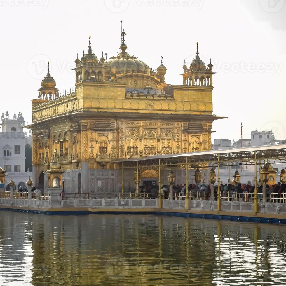 Beautiful view of Golden Temple - Harmandir Sahib in Amritsar, Punjab, India, Famous indian sikh landmark, Golden Temple, the main sanctuary of Sikhs in Amritsar, India photo