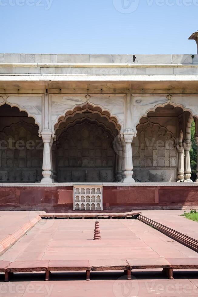 Architectural details of Lal Qila - Red Fort situated in Old Delhi, India, View inside Delhi Red Fort the famous Indian landmarks photo