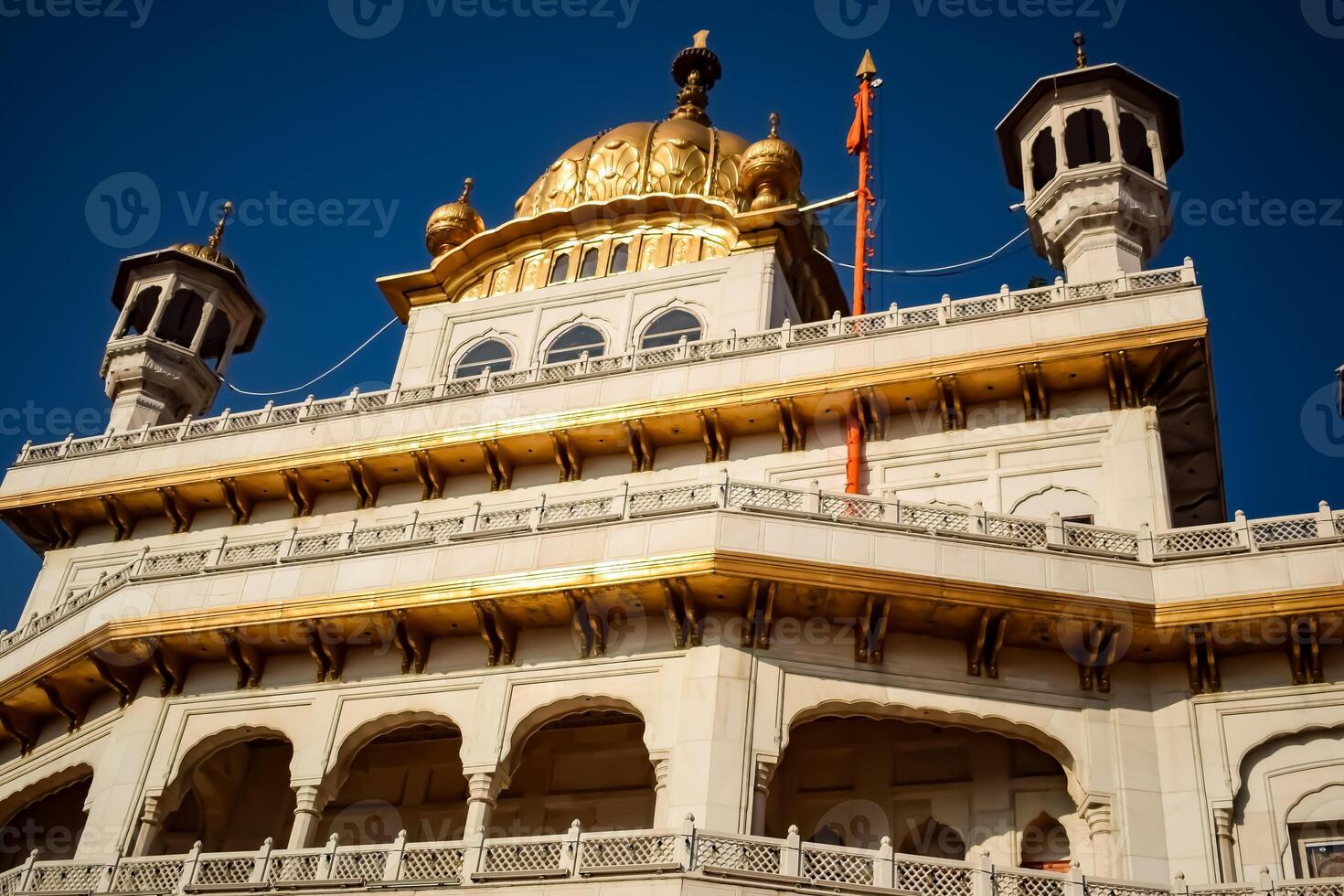 View of details of architecture inside Golden Temple - Harmandir Sahib in Amritsar, Punjab, India, Famous indian sikh landmark, Golden Temple, the main sanctuary of Sikhs in Amritsar, India photo