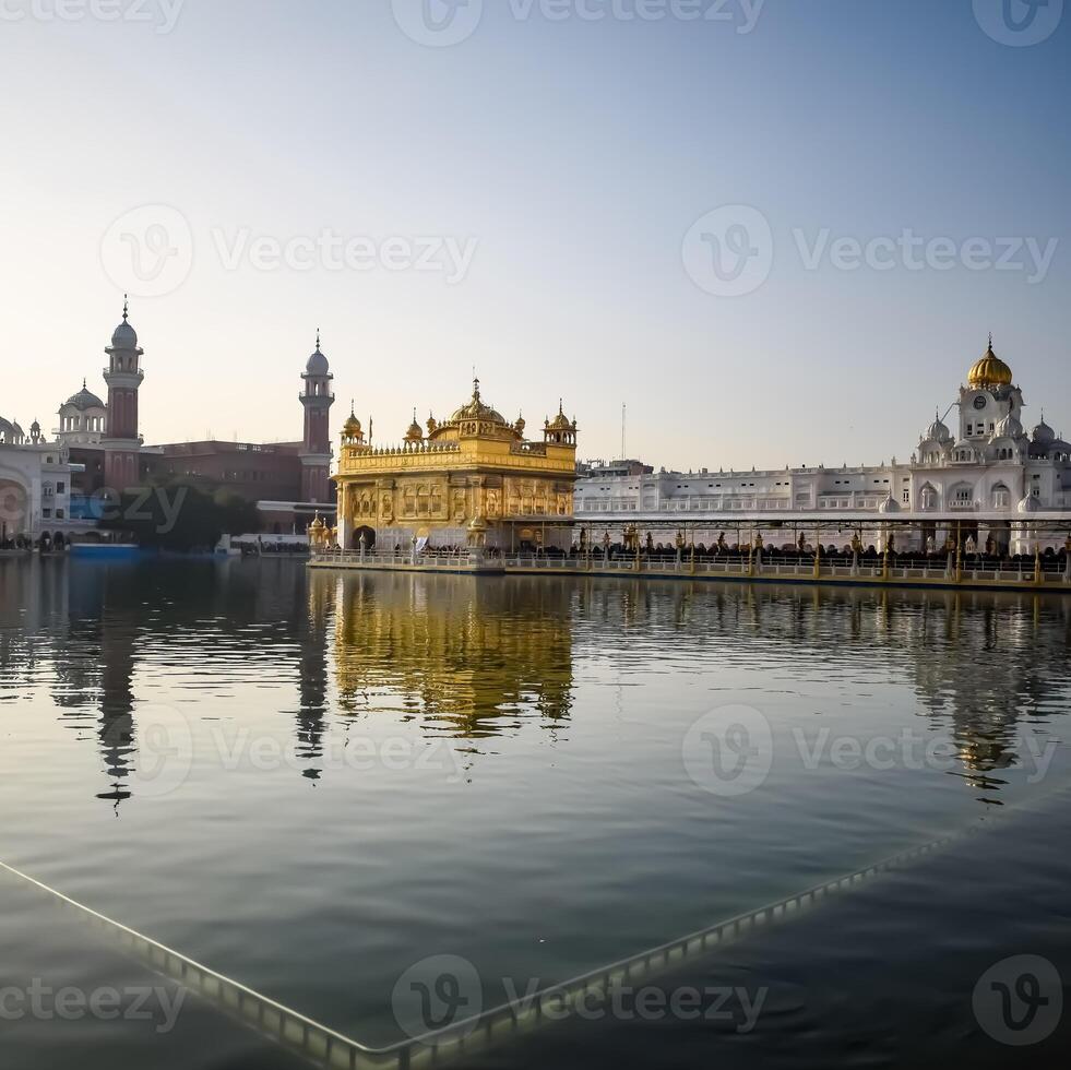 Beautiful view of Golden Temple - Harmandir Sahib in Amritsar, Punjab, India, Famous indian sikh landmark, Golden Temple, the main sanctuary of Sikhs in Amritsar, India photo