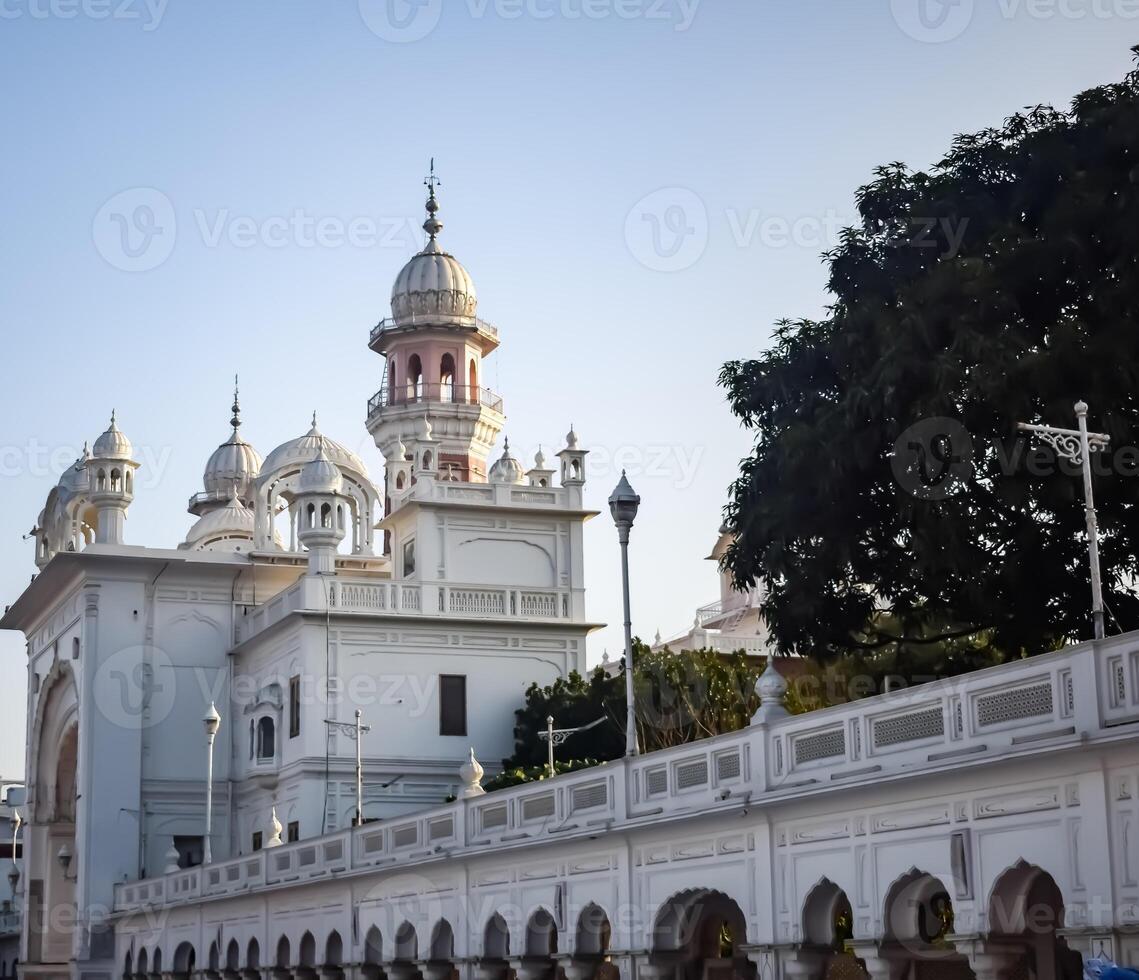 View of details of architecture inside Golden Temple - Harmandir Sahib in Amritsar, Punjab, India, Famous indian sikh landmark, Golden Temple, the main sanctuary of Sikhs in Amritsar, India photo