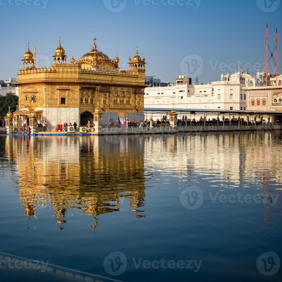 Beautiful view of Golden Temple - Harmandir Sahib in Amritsar, Punjab, India, Famous indian sikh landmark, Golden Temple, the main sanctuary of Sikhs in Amritsar, India photo