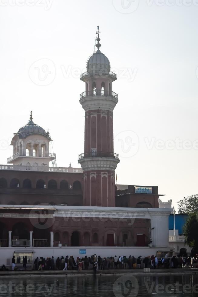 View of details of architecture inside Golden Temple - Harmandir Sahib in Amritsar, Punjab, India, Famous indian sikh landmark, Golden Temple, the main sanctuary of Sikhs in Amritsar, India photo