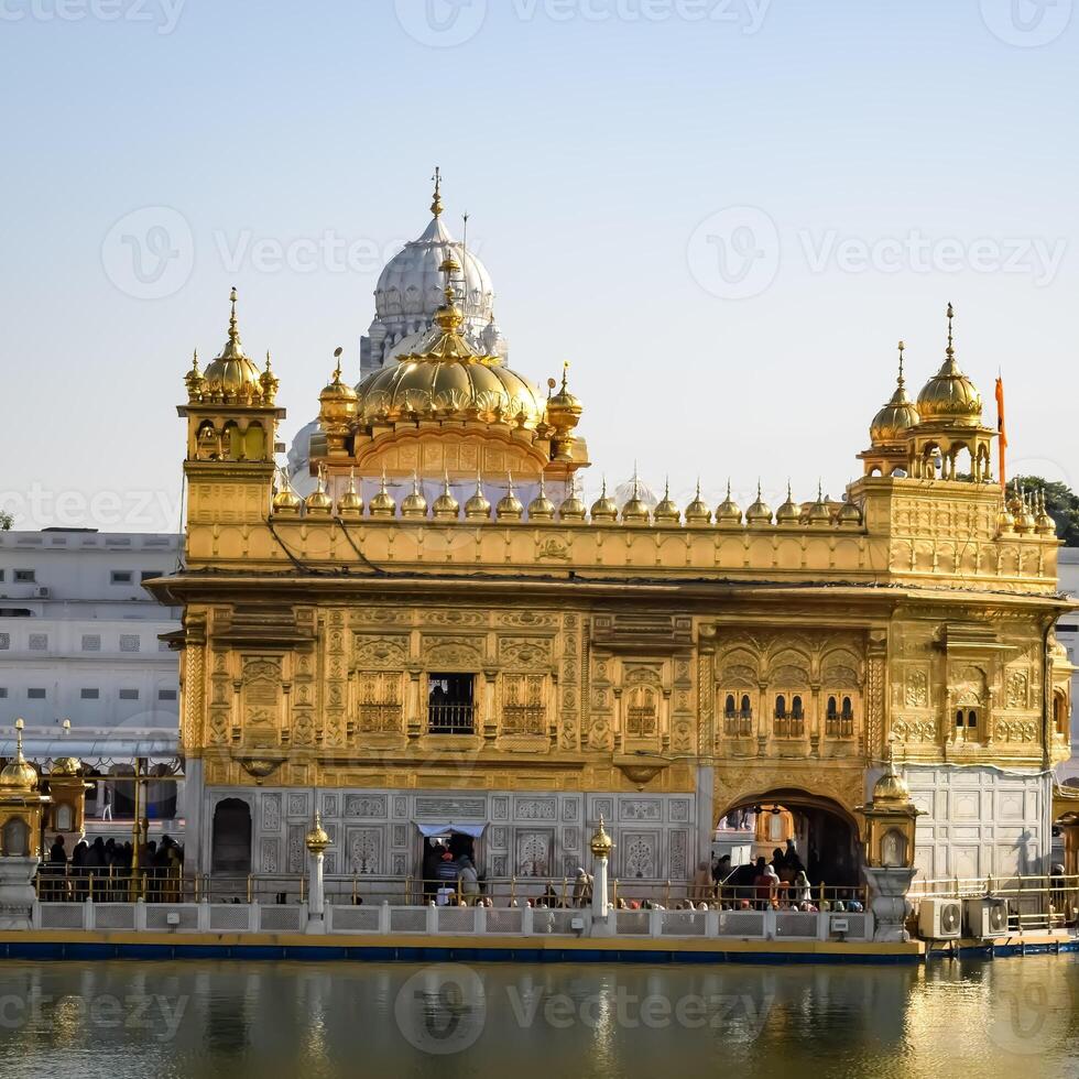 Beautiful view of Golden Temple - Harmandir Sahib in Amritsar, Punjab, India, Famous indian sikh landmark, Golden Temple, the main sanctuary of Sikhs in Amritsar, India photo