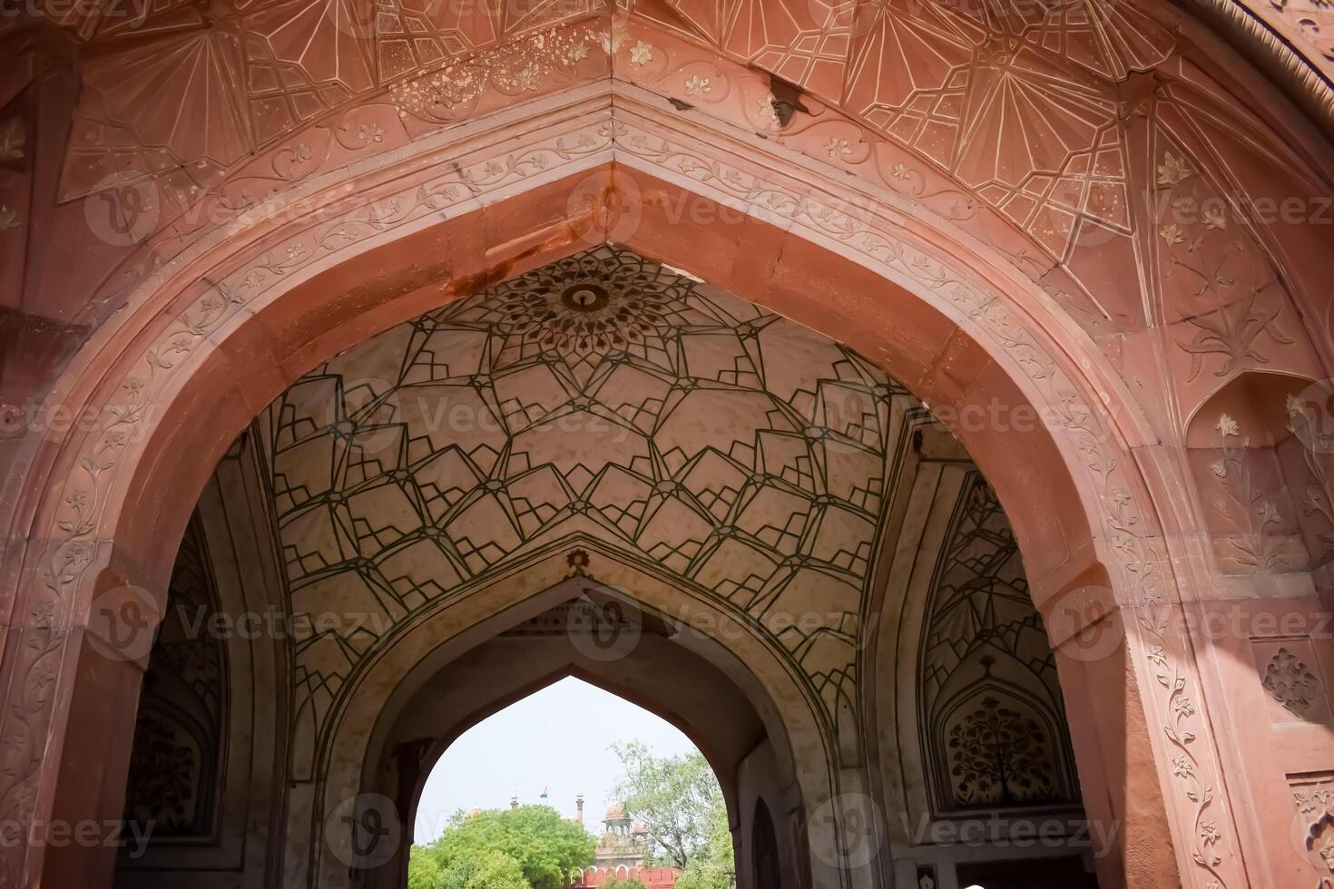 Architectural details of Lal Qila - Red Fort situated in Old Delhi, India, View inside Delhi Red Fort the famous Indian landmarks photo