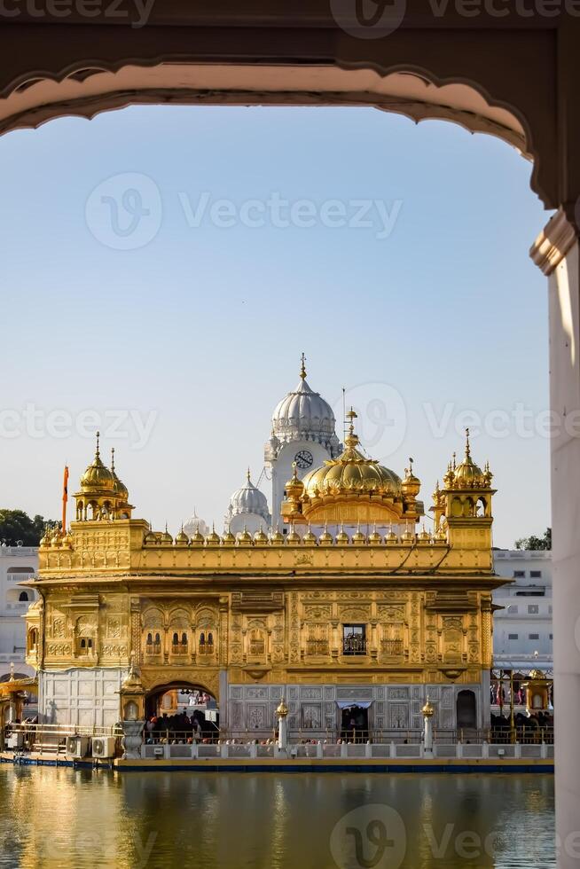 Beautiful view of Golden Temple - Harmandir Sahib in Amritsar, Punjab, India, Famous indian sikh landmark, Golden Temple, the main sanctuary of Sikhs in Amritsar, India photo